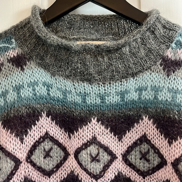 Vtg Christopher & Banks Hand Embroidered Mohair Wool Blend Sweater - Size Med - Picture 4 of 9